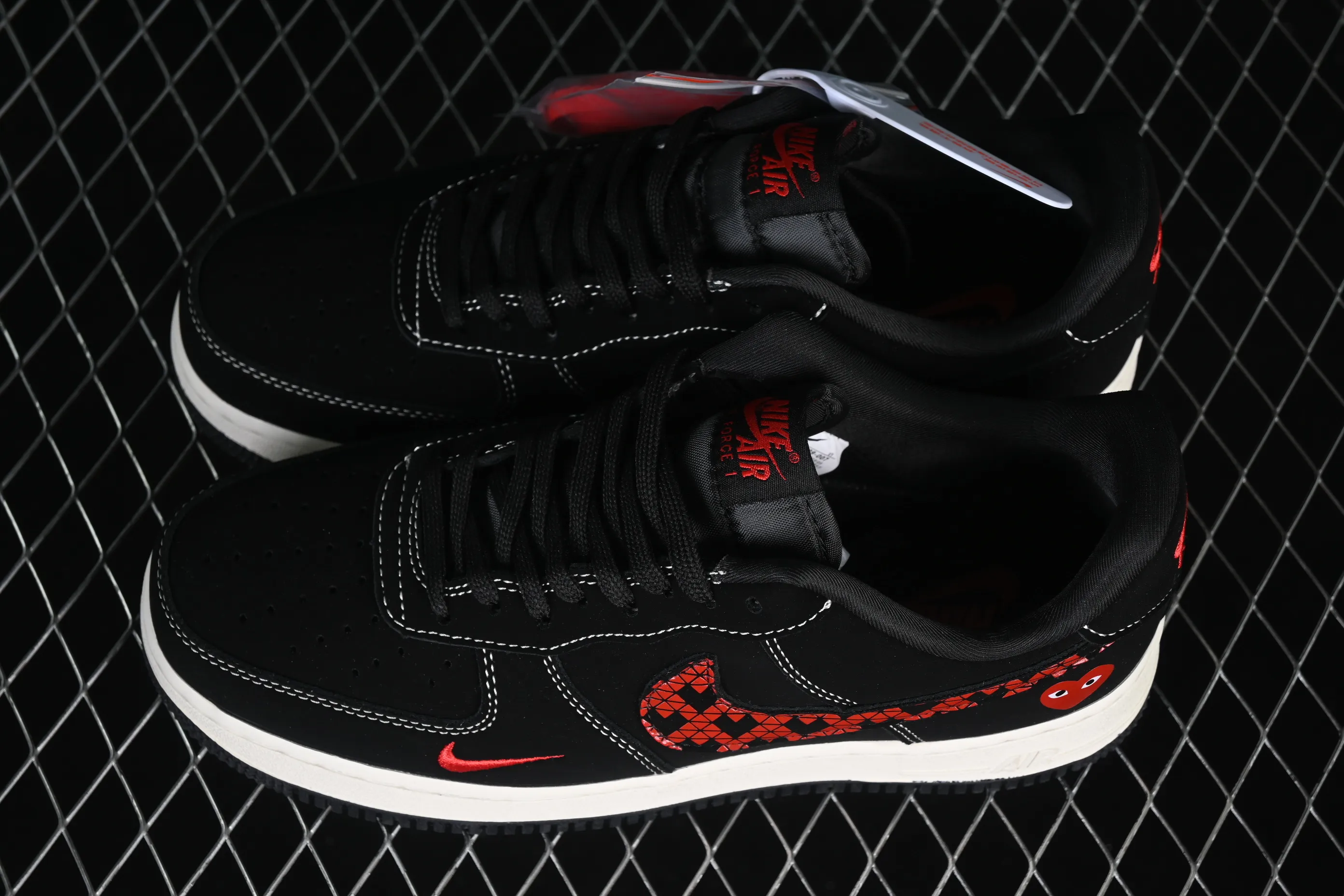 All categories Nk Air Force 1 Air Force series Nk Air Force 1 Low Air Force low-top Nike Air Force 1'07 Low Rei Kawakubo co-branded matte black and red love Air Force 1 low-top casual sneakers LD1999-007